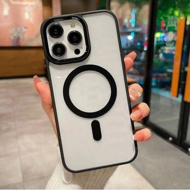 iPhone Magentic Cover-Acrylic Clear Back TPU Sides With Tactile Buttons And Magnet For Magsafe Back Cover Case For IPhone