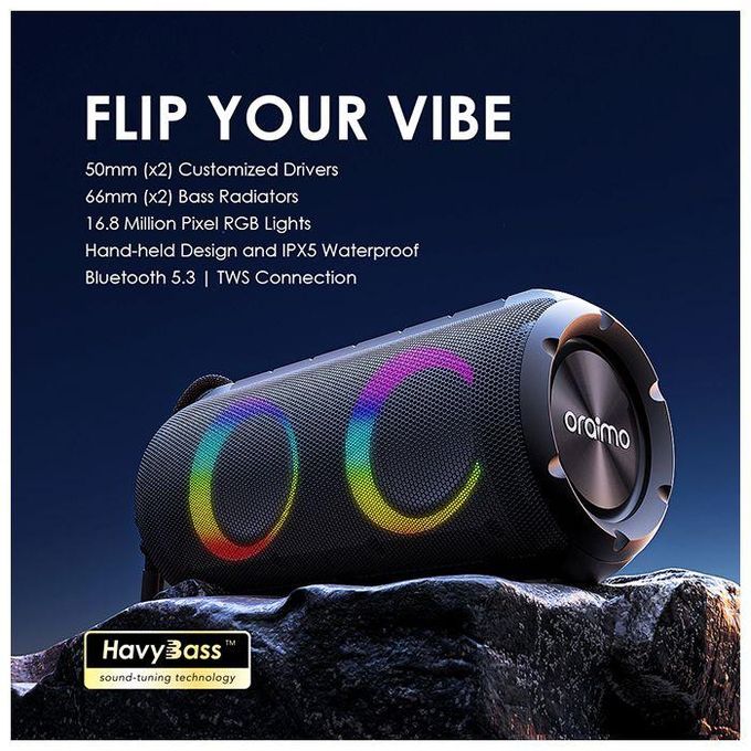 Oraimo OBS-53D Rover RGB Lights Bluetooth 5.3 Portable IPX5 Wireless Speaker