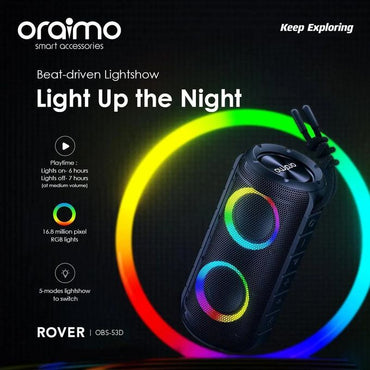 Oraimo OBS-53D Rover RGB Lights Bluetooth 5.3 Portable IPX5 Wireless Speaker