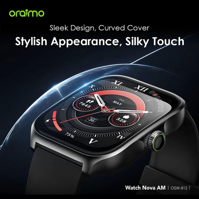 Oraimo Watch Nova AM 2.01" AMOLED Screen Curved Cover Smart Watch-Price in Kenya.