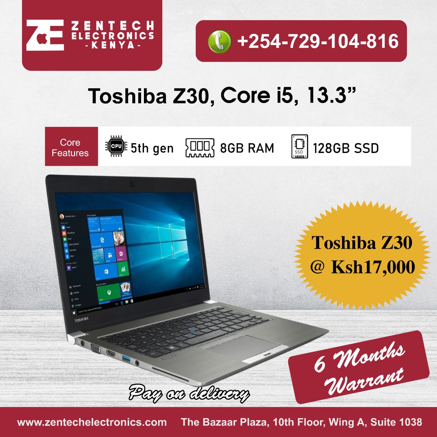 Toshiba Portege Z30 | Core i5, 8 GB RAM+128 GB SSD | 5th Gen | 13" - Price in Kenya