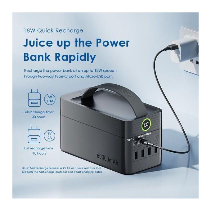 Oraimo PowerBox 600 (OPB-P600Q-U97S) – Super High-Capacity 60,000mAh Power Bank With 18W Fast Charger
