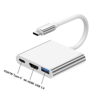 3 in 1 Type-C to 4K HD HDMI USB 3.0 hub top view