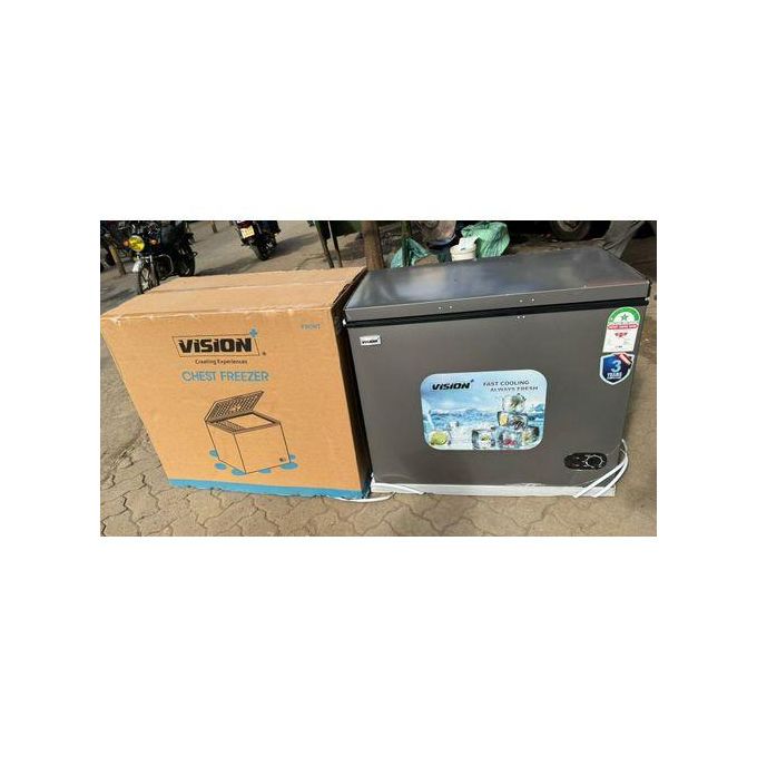 Vision Plus 300L Chest Freezer – Included Cool Pack & Bucket, Mobile-Friendly with Castors, 2-Year Warranty & 3-Year Compressor Warranty