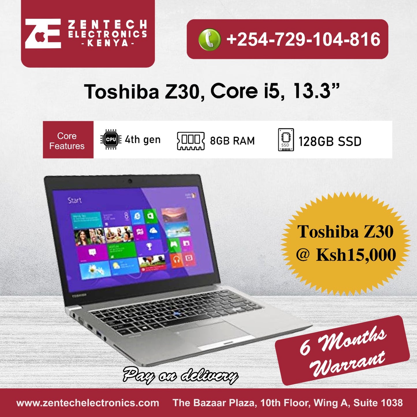 Toshiba Portege Z30 | Core i5, 8 GB RAM+128 GB SSD | 4th Gen | 13" - Price in Kenya