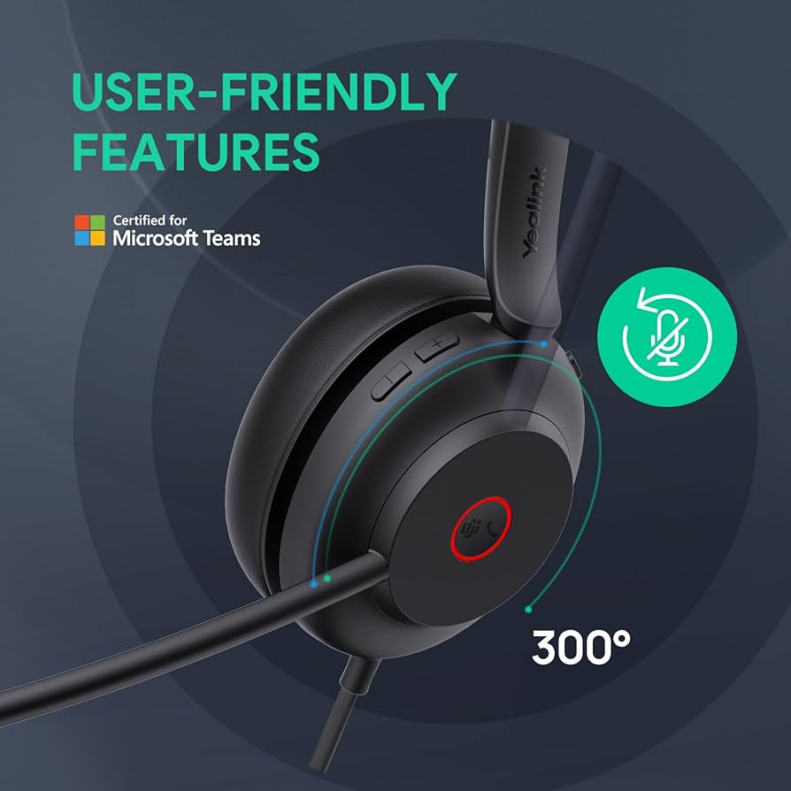 Yealink UH35 Dual Teams USB-C/A – Dual-Ear Wired Headset with USB-C and USB-A Support