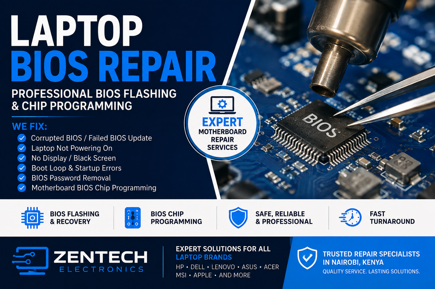 Laptop BIOS Repair in Kenya | Professional BIOS Flashing & Chip Programming
