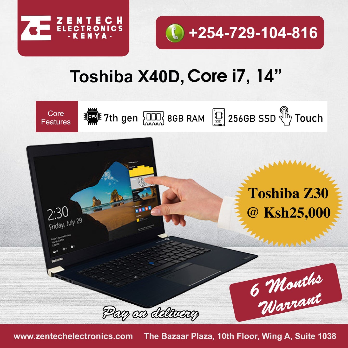Toshiba Tecra X40-D Intel Core i5 7th Gen 8GB RAM 256GB SSD 14 Inches FHD Display