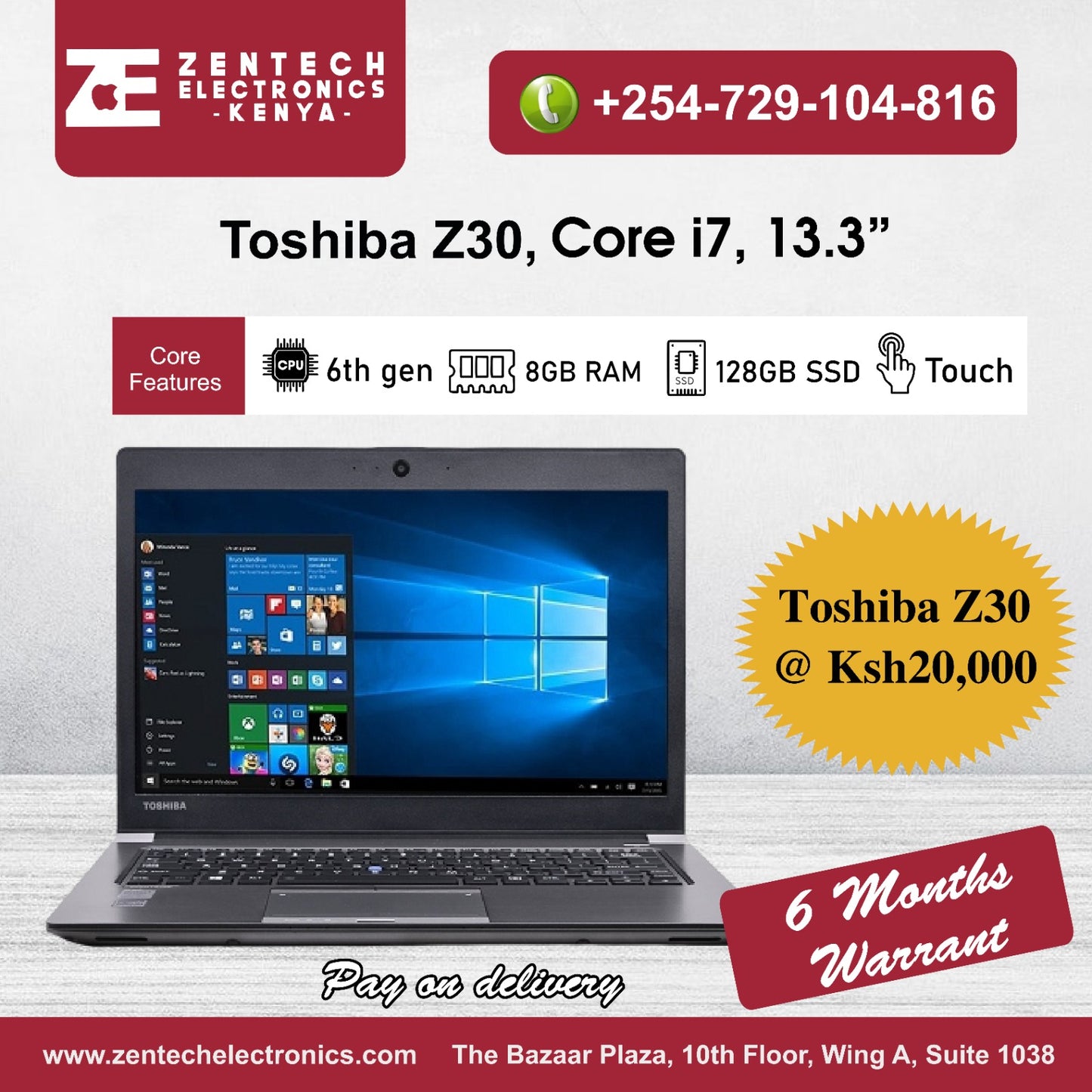 Toshiba Portege Z30 | Core i7, 8 GB RAM+128 GB SSD | 5th Gen | 13", Touch - Price in Kenya