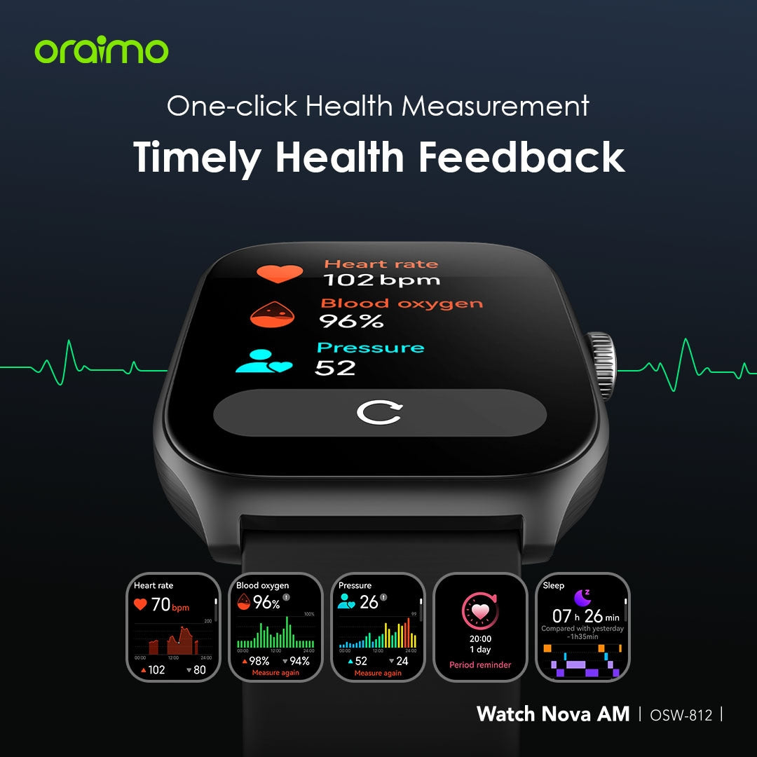 Oraimo Watch Nova AM 2.01" AMOLED Screen Curved Cover Smart Watch-Price in Kenya.