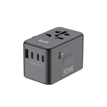 Compact Budi 65W Travel Charger with fold-down prongs