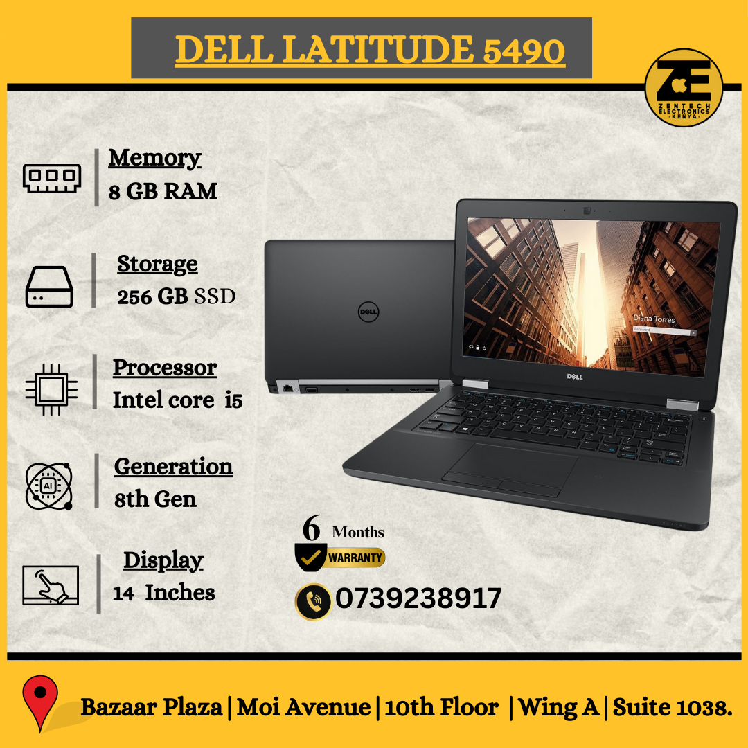 Dell Latitude 5490 | Core i5- 8th Gen | 8GB RAM +256GB SSD 14"-Price in Kenya