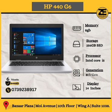 HP 440 G6 , Core i5-8th Gen, 8GB RAM + 256GB SSD, 14 Inches Display- Price in Kenya. in Kenya | Zentech