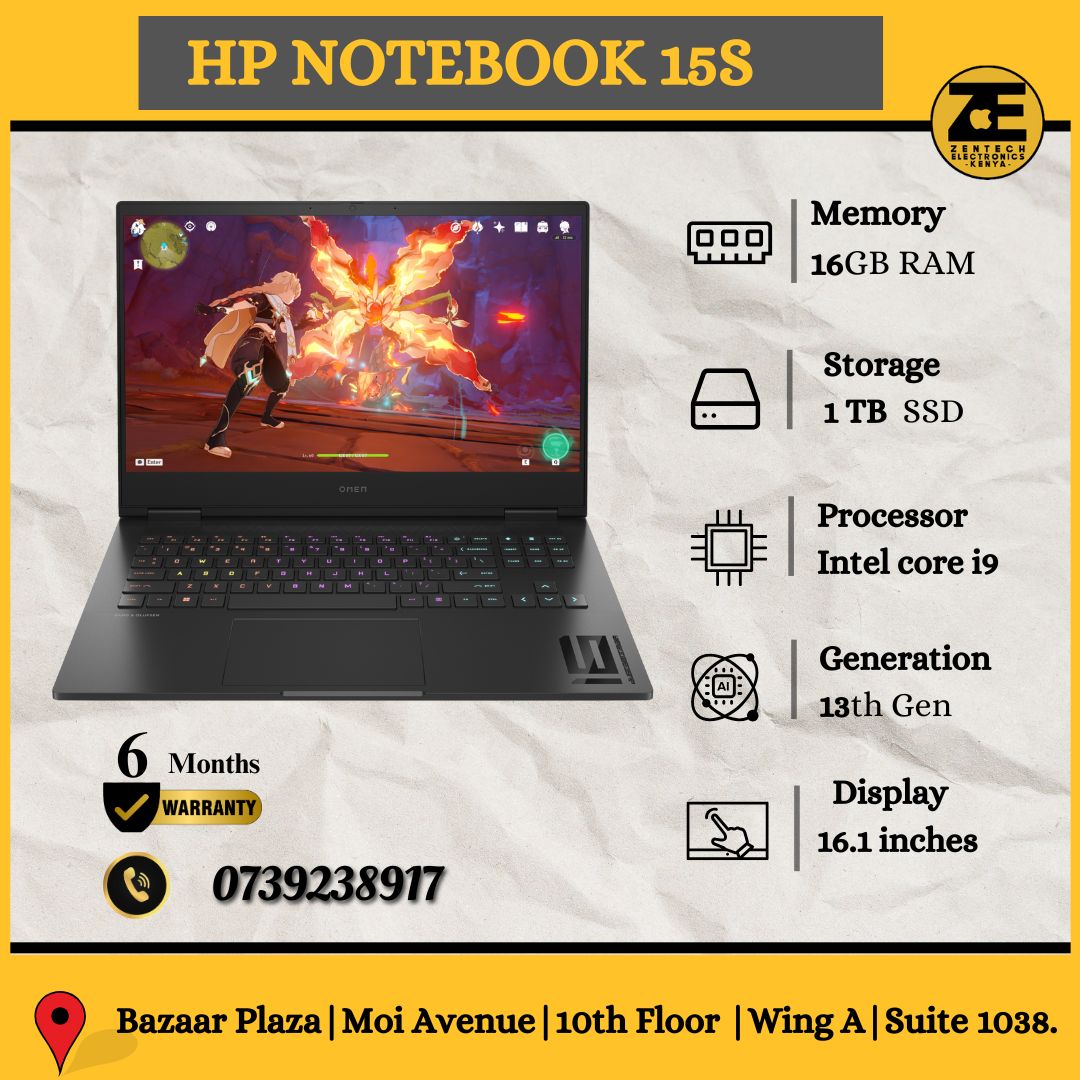 HP Omen Gaming 16 | Intel Core i9-13th Gen | 16GB RAM + 1TB SSD | NVIDIA | 8GB Graphics | (P/n - A7QR7UA)-Price in Kenya.