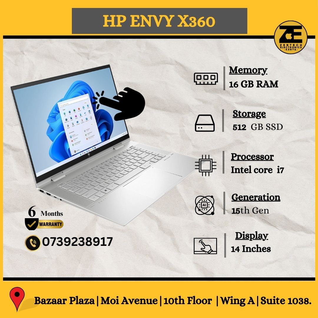 HP ENVY x360 14 Intel Core 7 -15th Gen | 16GB RAM + 512GB SSD |(es1023dx) 14.0 Inch Touchscreen Display.