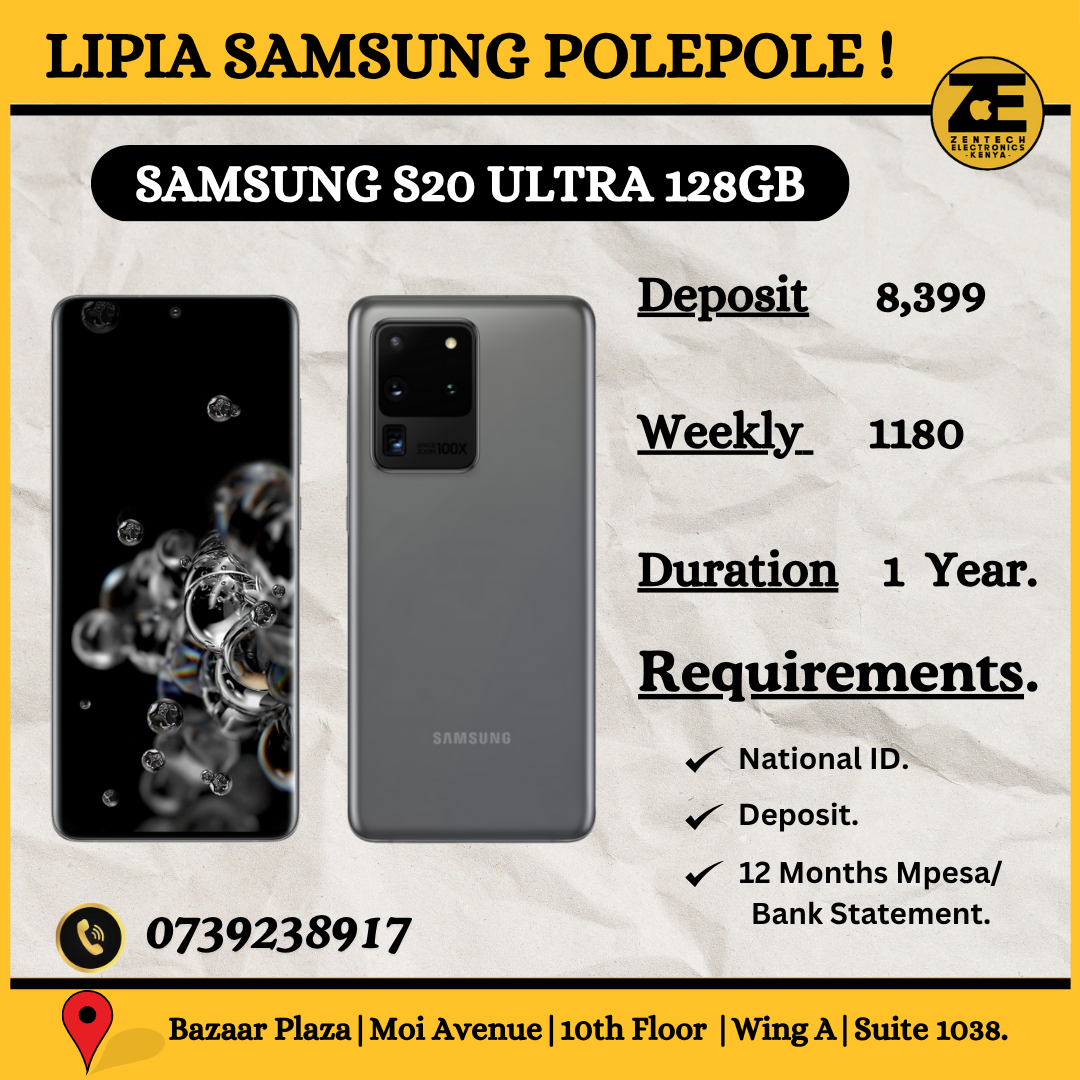 Samsung Galaxy S20 Ultra 5G , 128GB β | 108MP Camera, 5G, 5000mAh Battery- Price In Kenya