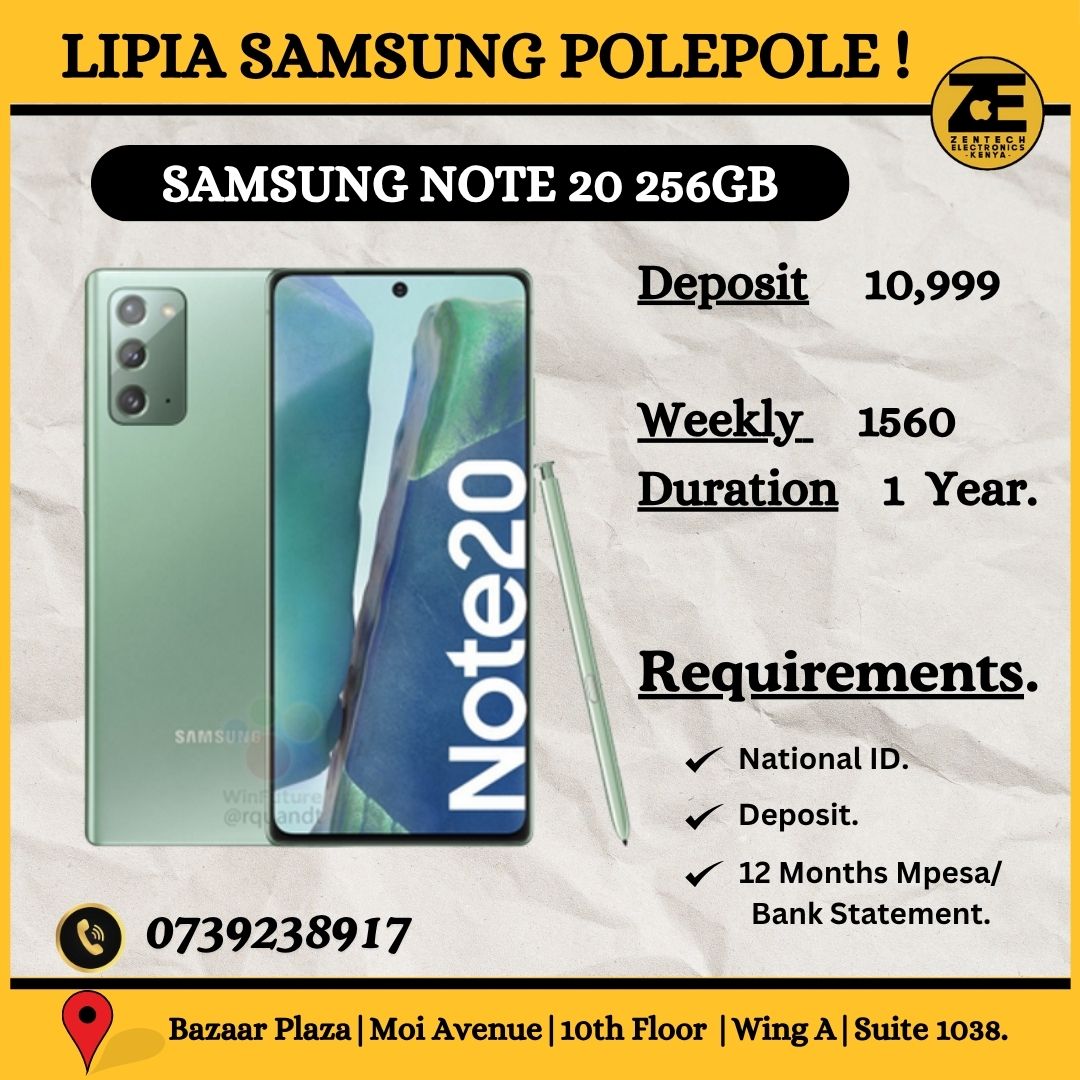 Samsung Note 20 – 6.7" Super AMOLED, 128GB Storage, S Pen, 64MP Camera