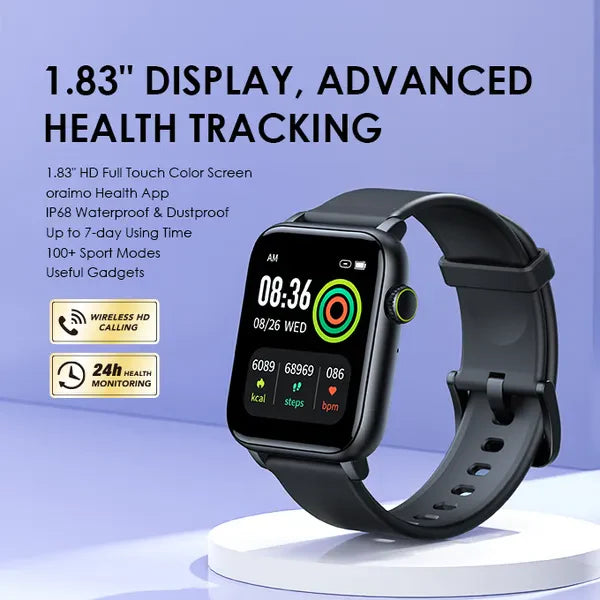 Oraimo Watch 4 lite OSW_ 803N large screen smart watch-Price in Kenya. detail close-up | Zentech Kenya