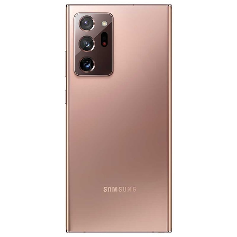 Samsung Galaxy Note 20 front and back design, highlighting triple-lens camera and display
