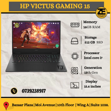 HP Victus Gaming 15 Intel Core i7-13th Gen | 16GB + 512GB SSD | NVIDIA | 8GB Graphics (P/n - AN6Y6UA)-Price in Kenya. in