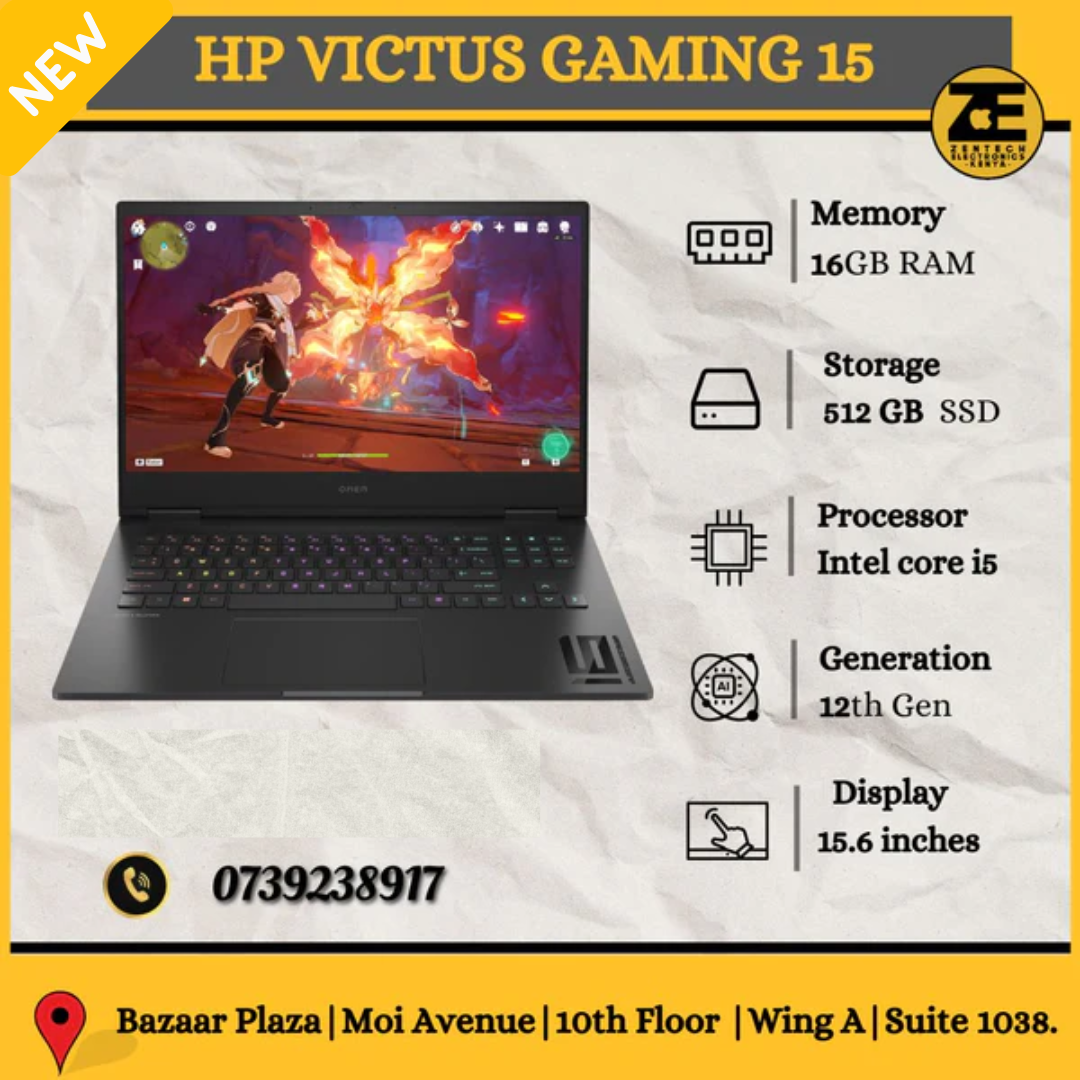 HP Victus Gaming 15 | Intel Core i5-12th Gen |8GB RAM + 512GB SSD NVIDIA |4GB Graphics -Price in Kenya.