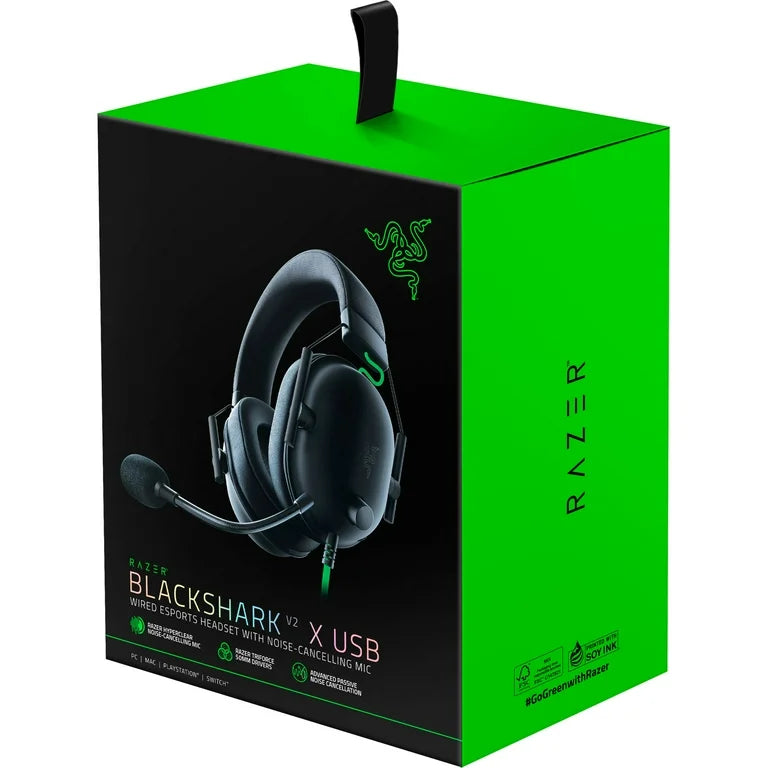 Razer BlackShark V2 X Green Gaming Headset packaging and accessories - buy online Kenya