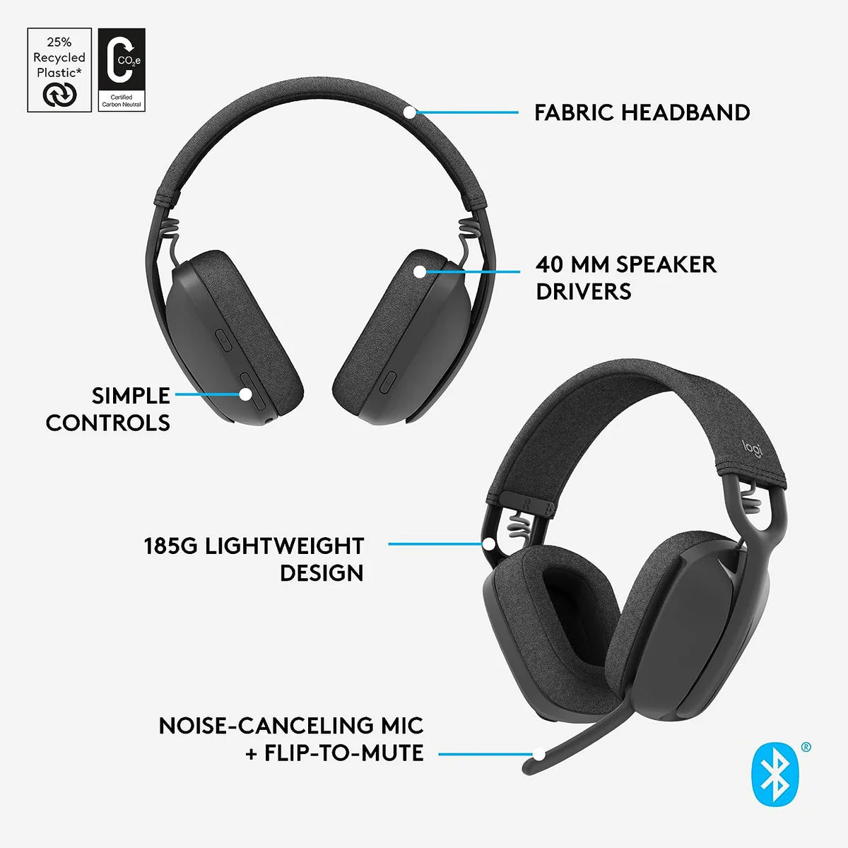 Logitech Zone Vibe 100 Lightweight Wireless with Noise Canceling Microphone Bluetooth Headset-Price in Kenya.