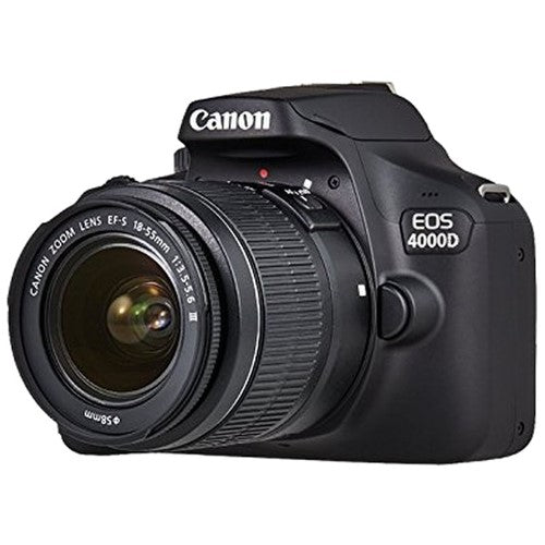 Canon EOS 4000D DSLR Camera + EF-S 18-55 mm f/3.5-5.6 Lens – Black