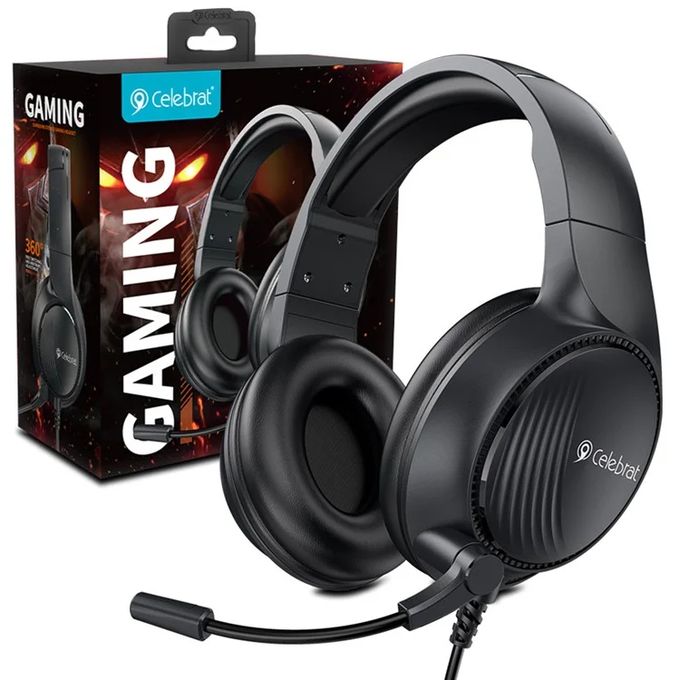 Celebrat GM5 gaming headphones with LED lights and comfort fit