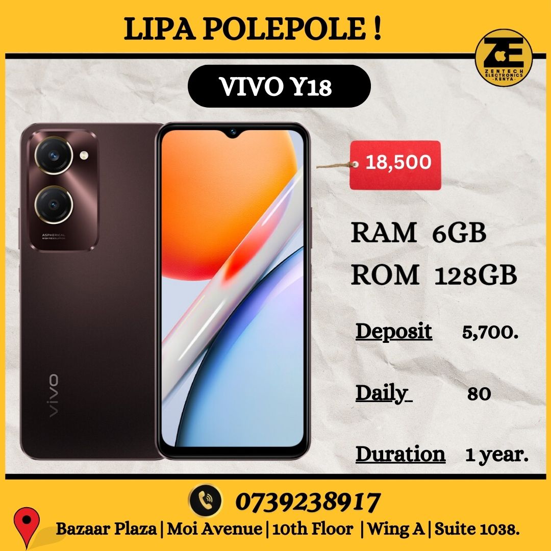 Vivo Y18 | 6GB RAM + 128GB ROM | 5000mAh Battery | Dual SIM | 6.8" Display-Price in Kenya.