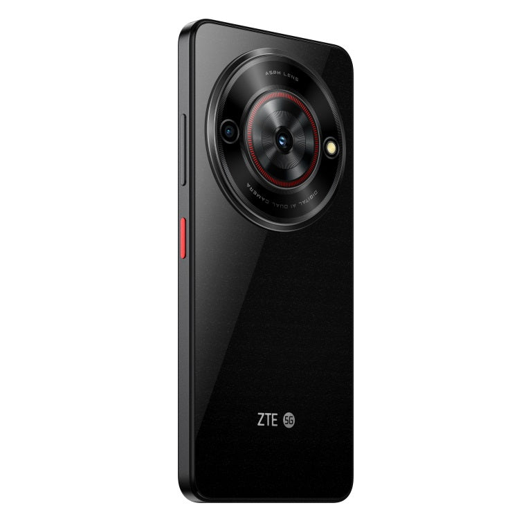ZTE Blade A75 5G in black color displaying rear camea and ZTE 5G logo