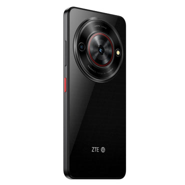 ZTE Blade A75 5G in black color displaying rear camea and ZTE 5G logo