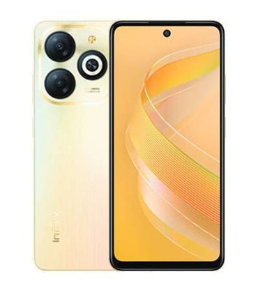 Infinix Smart 8 smartphone in yellow color showing the rear camera setup and the Infinix logo.