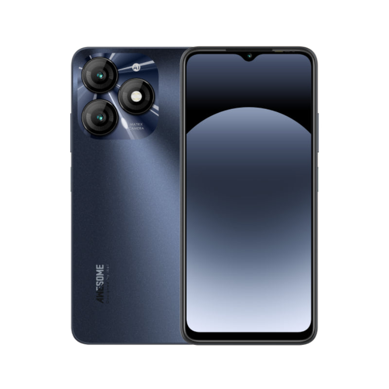 Two itel A70 smartphones in black color displayed in a row with the front camera module and rear camera setup visible.
