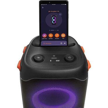 Close-up of JBL PartyBox 110 speaker for parties