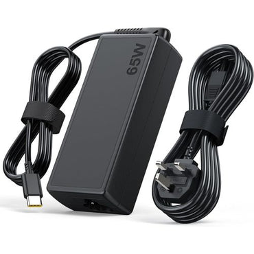 Travel-ready Lenovo ThinkPad USB-C laptop charger with power cable