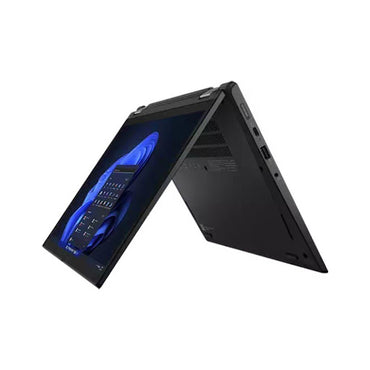 Lenovo ThinkPad L13 Yoga 2-in-1 convertible laptop in black color, featuring a 13.3-inch display, shown in both laptop and tablet mode.