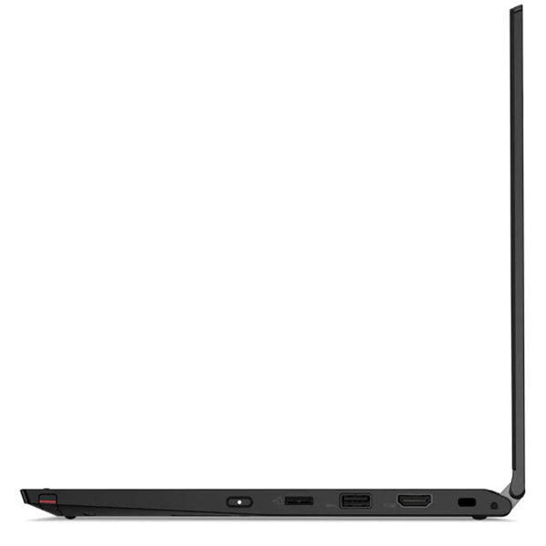 Side of ThinkPad L13 Yoga in tablet mode on desk