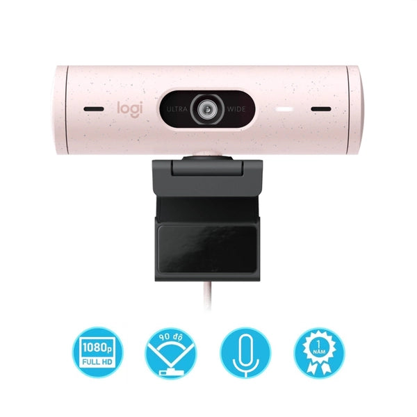 Close-up of Pink Brio 500 dual noise-reducing microphones