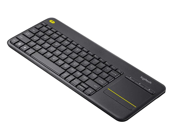 Logitech K400 Plus top view integrated touchpad and media keys