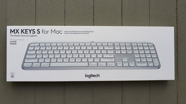 Packaging box of Logitech MX Keys S Bluetooth Illuminated Keyboard for Mac.