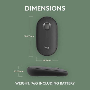 Pebble Mouse 2 M350s showing Dimensions and Weight