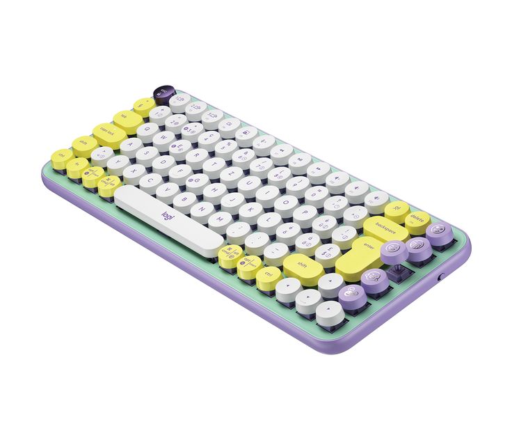 Logitech Pop Keys keyboard top view in retro colourway