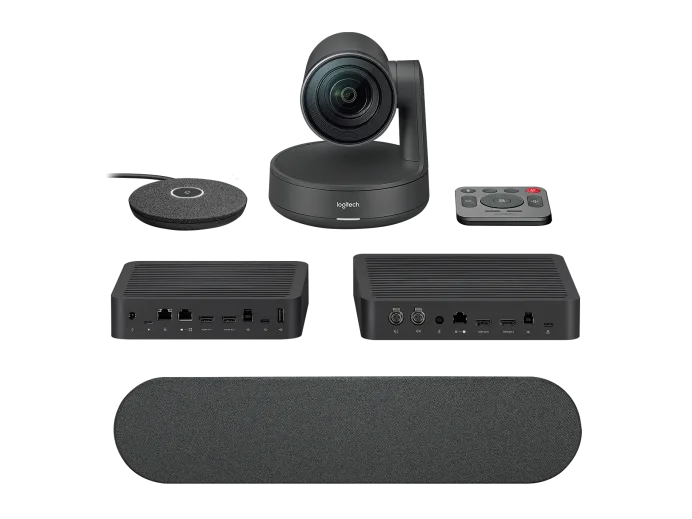 Logitech Rally Plus Ultra-HD Conference Camera installed in large boardroom
