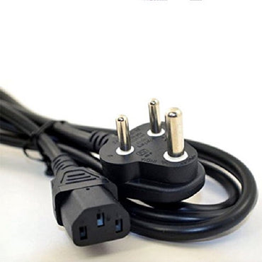 Durable black PSU power cord connected to desktop PC
