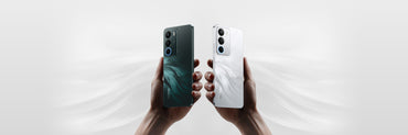 Realme C71 official launch shot: White Swan and Forest Owl phones in hand