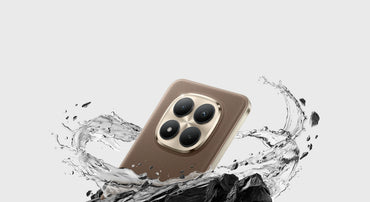 Redmi Note 15 Pro+ leather-brown back in water, gold 200MP camera island