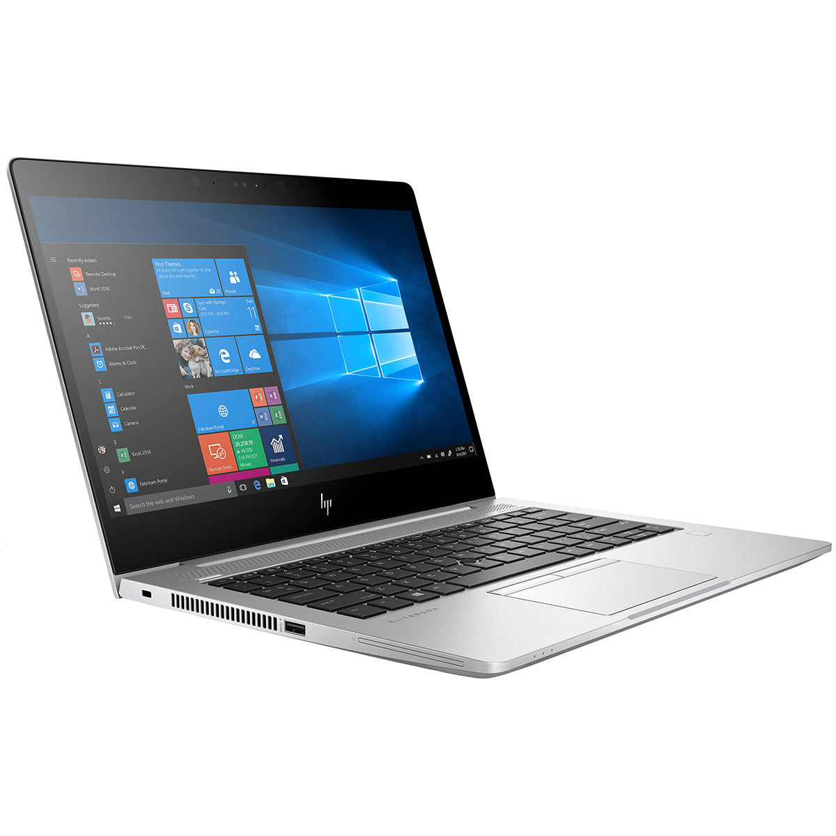 HP EliteBook 830 G5 open showing keyboard and display