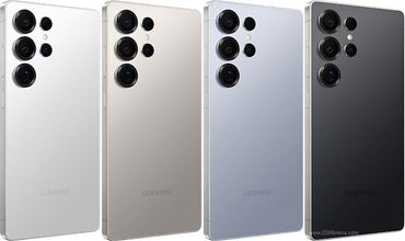 An image showcasing the Samsung Galaxy S25 Ultra smartphone in multiple colors, including silver, blue, and black.