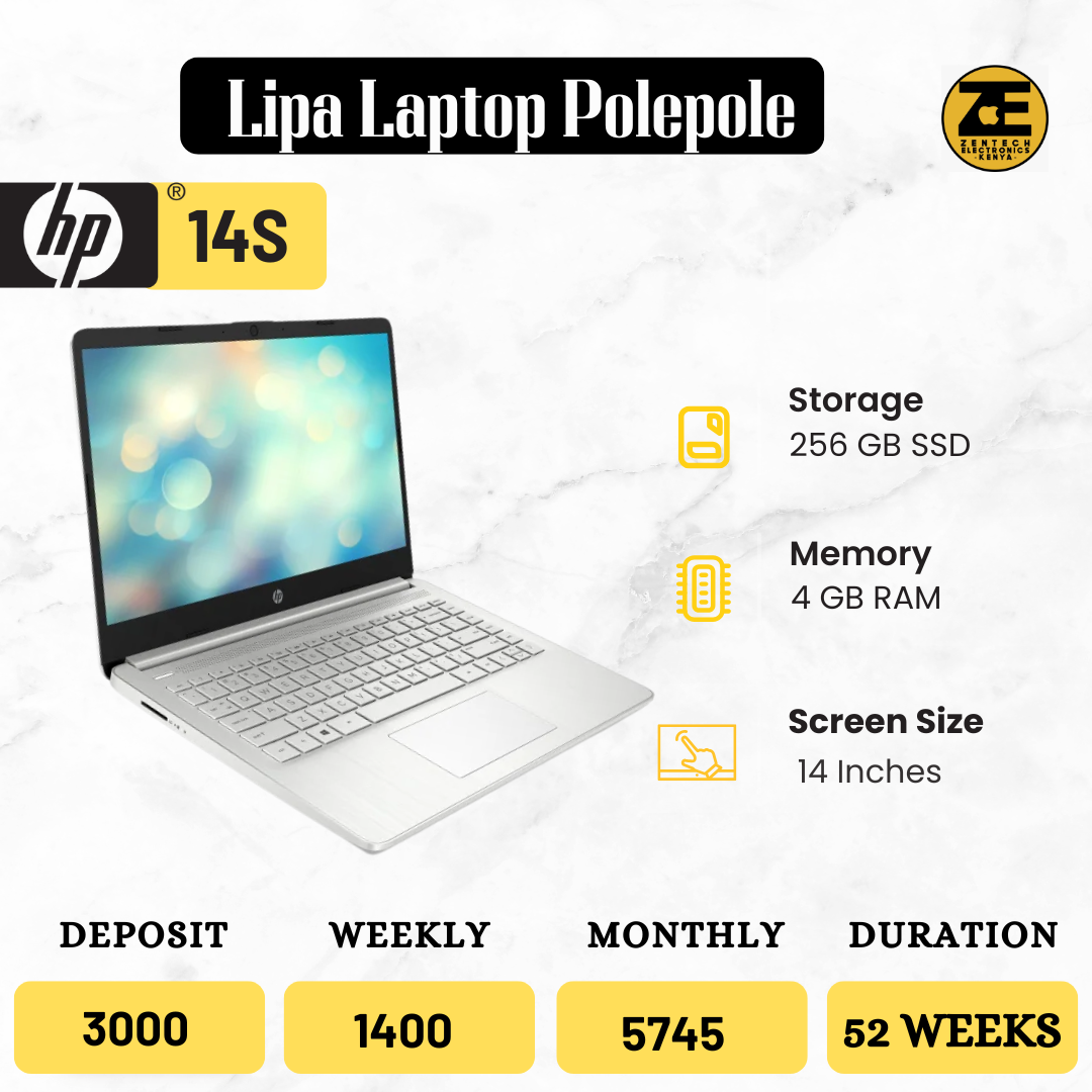 New HP 14s β Intel Celeron N4120 | 4GB RAM + 256GB SSD | 14β Display | Lipa Pole Pole Laptop
